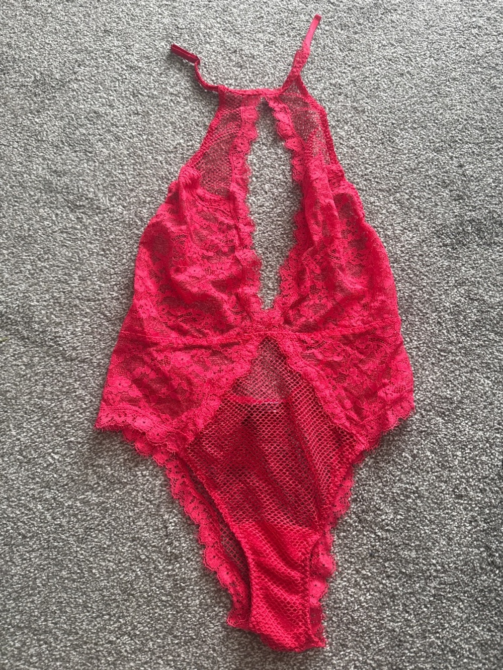 Victoria’s Secret red lace halter bodysuit size small